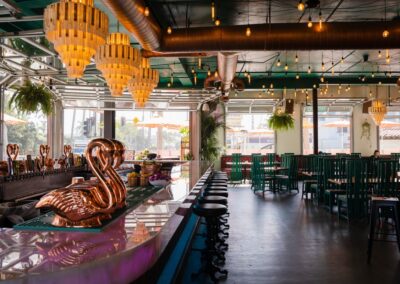 Empty interior of Flamingo Deck restaurant